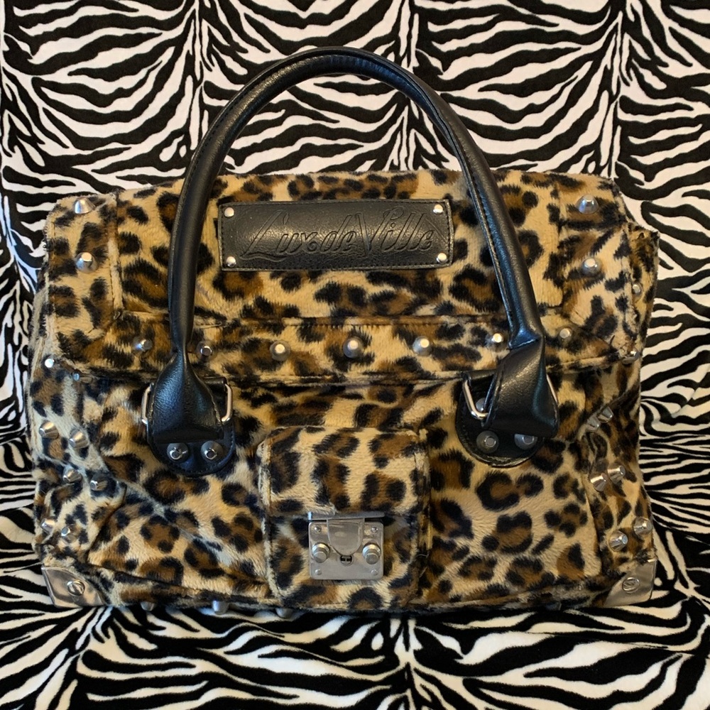 EUC studded leopard Lux deVille Bag